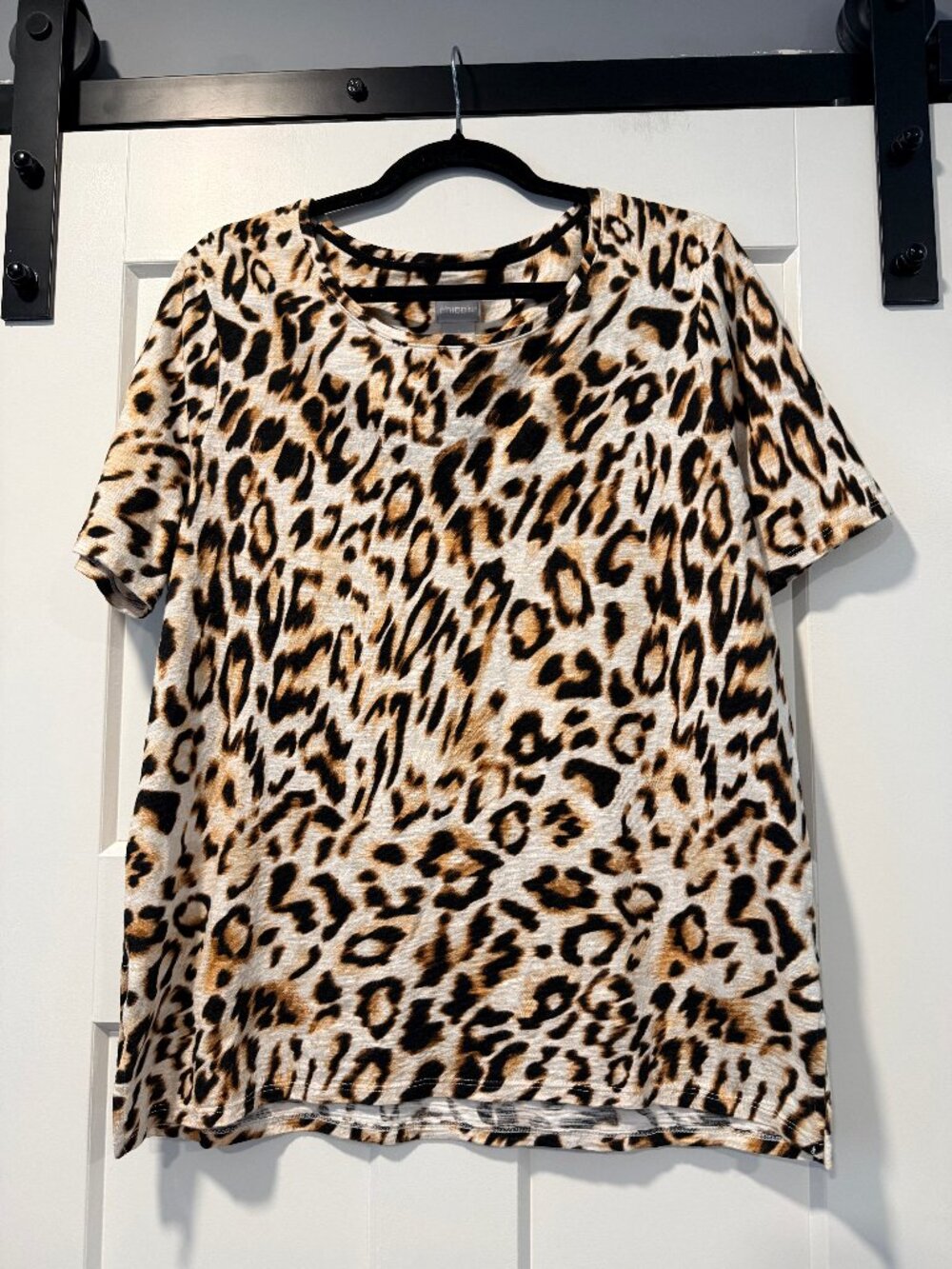 Chico's Animal Print Button-Back Short-Sleeve Tee